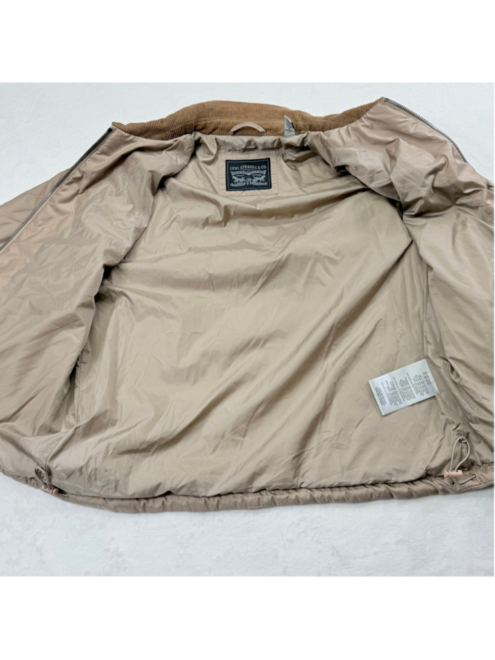 Women's Levi Strauss & Co. Quilted Puffer Jacket Small Beige Tan White Tab - Picture 12 of 16